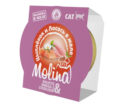 Molina Консервы для кошек (Цыпленок и лосось в желе), 75 г