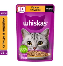 Whiskas желе с курицей и индейкой, 75 г х 28 шт (уп)