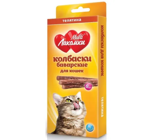 MultiЛакомки Колбаски баварские из телятины для кошек 6 шт