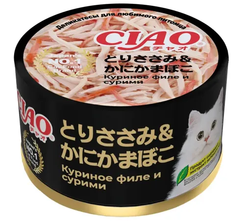 INABA CIAO can Куриное филе с сурими, 85 г