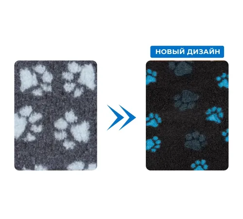 ProFleece Коврик меховой 1х1,6 м, угольный/голубой