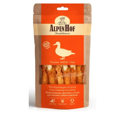 AlpenHof Жевательные палочки с уткой для мелких собак и щенков 50 г