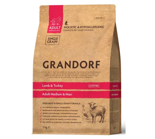 Grandorf Adult Medium & Maxi (Ягненок, индейка), 3 кг