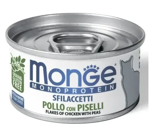 Monge Cat Monoprotein Мясные хлопья из курицы с горошком, 80 г