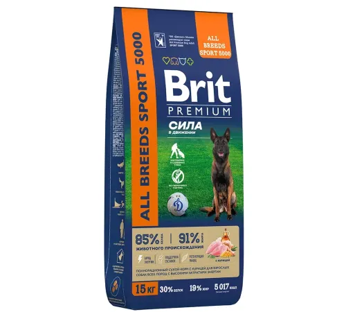 Брит Премиум Dog Adult Sport 5000 (Курица), 3 кг