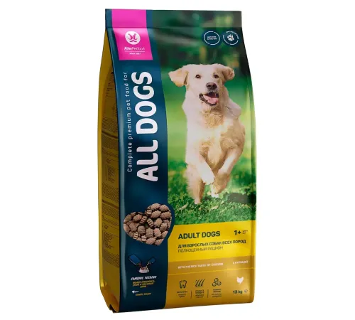 All Dogs для взрослых собак всех пород (Курица), 13 кг