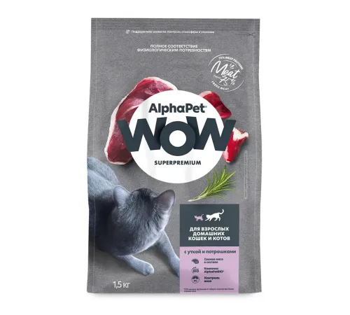 AlphaPet WOW Superpremium Cat Indoor (Утка с потрошками), 350 г