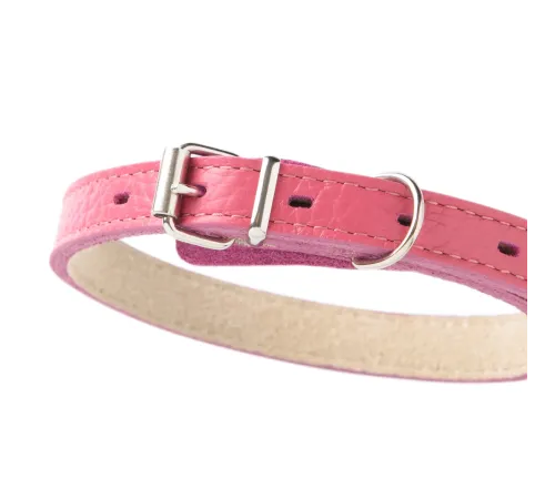 Mr.Kranch Ошейник кожаный прямой, розовый, 24-30 см