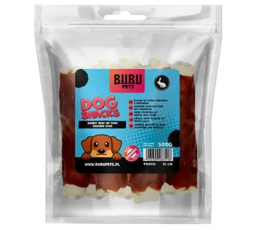 Bubu Pets Мясо кролика на толстых сыромятных палочках, 500 г