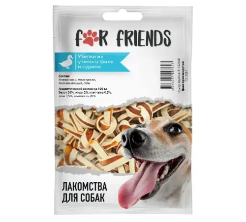 For Friends Лакомство для собак Узелки из утиного филе и сурими 50 г