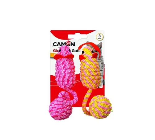 CAMON Мыши шерстяные с шариком, 2 шт/уп, 8 см