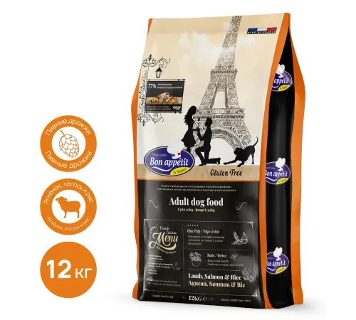 Bon Appetit Adult Dog (Ягненок, лосось, рис), 12 кг