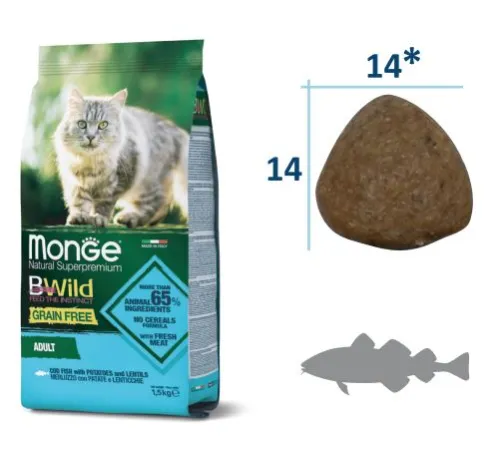 Monge Cat Bwild Grain Free Adult (Треска) 1,5 кг
