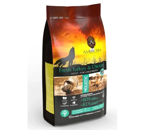 AMBROSIA Adult Large Breeds (Индейка, курица), 2 кг