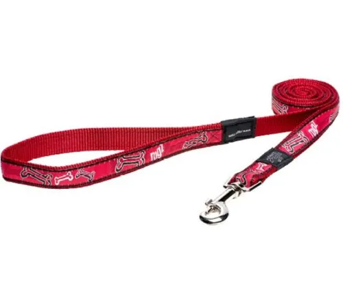 Удлиненный поводок Rogz Fancy Dress Red Bone XL 25 мм/1,8 м
