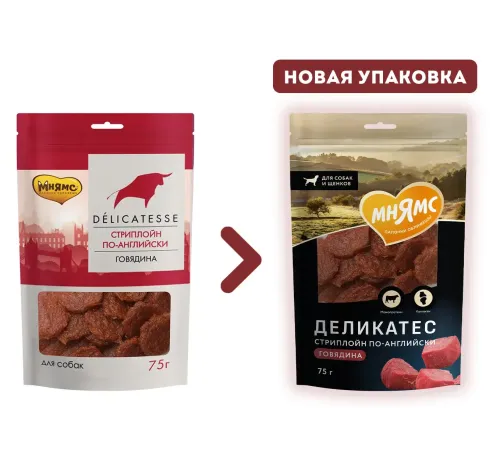 Мнямс Стриплойн по-английски для собак, 75 г