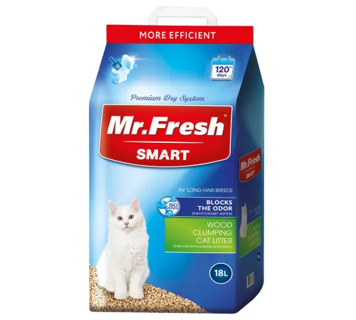 Mr.Fresh Smart Наполнитель для длинношерстных кошек, 18 л