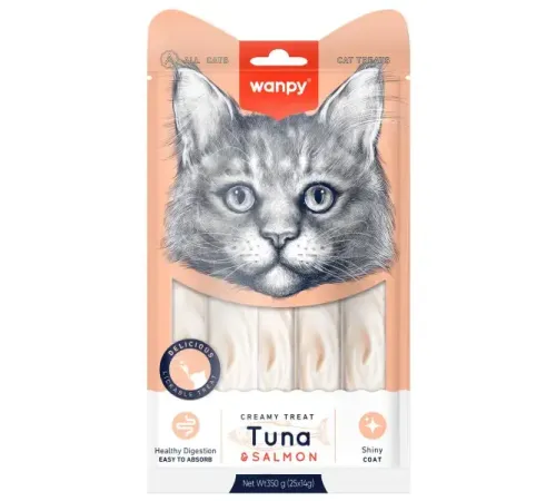 Wanpy Cat Нежное пюре из тунца и лосося, 25 шт х 14 г
