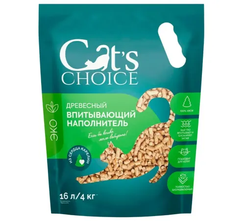 Cat's choice Наполнитель Древесный впитывающий, 16 л/4 кг