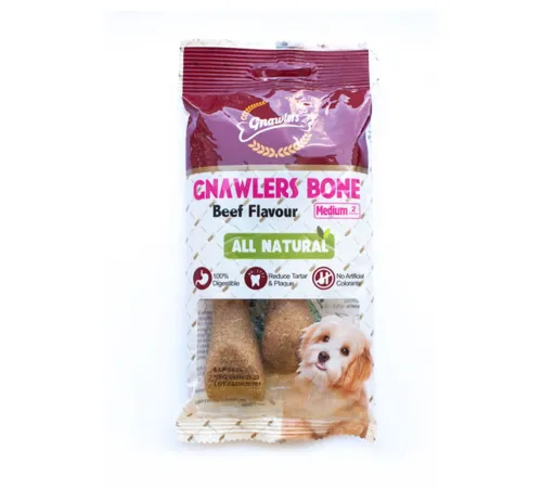 Gnawlers Bone Beef Лакомство для собак с говядиной, пакет, 11 см, 2 шт, 90 г