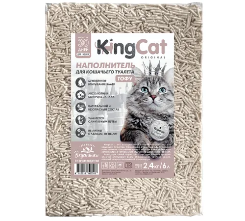 KingCat Наполнитель Тофу Original, 6 л (2,4 кг)
