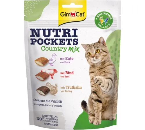 Gimcat Лакомство Nutri Pockets Кантри микс (Утка, говядина, индейка), 150 г