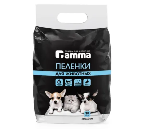 Gamma Пеленки для животных, 60х60 см, 30 шт/уп