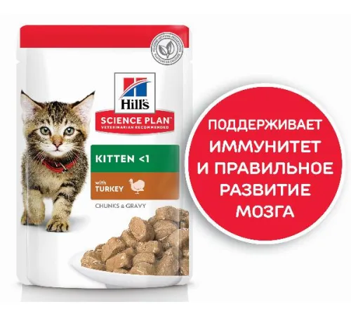Hill's Science Plan Влажный корм для котят для здорового роста и развития (индейка) 85 г х 10 шт