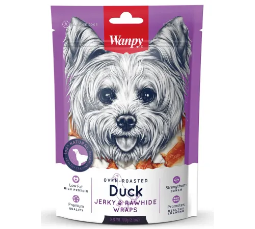 Wanpy Dog Кости из сыромятной кожи с утиным мясом, 100 г