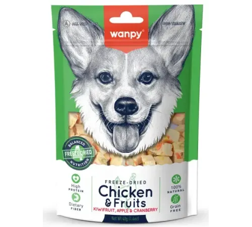 Wanpy Dog Сублимированное лакомство Курица и фрукты, 40 г