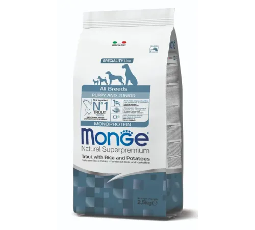 Monge Dog Speciality All Breeds Puppy&Junior (Форель, рис, картошка), 2,5 кг