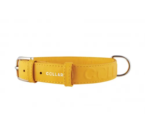 Collar Glamour Ошейник с объемной надписью желтый, 25мм, 38-49см