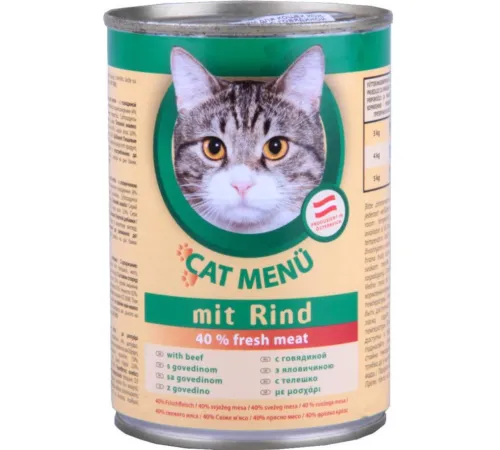 CAT Menu Консервир. корм для кошек (Говядина), 415 г