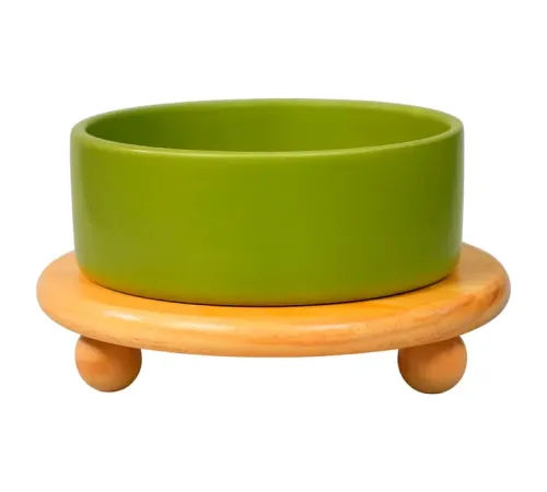 Mr.Kranch Миска на бамбуковой подставке Bamboo, зеленая, 850 мл