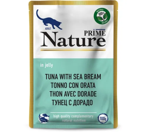 Prime Nature Паучи Тунец с дорадо в желе для кошек, 100 г