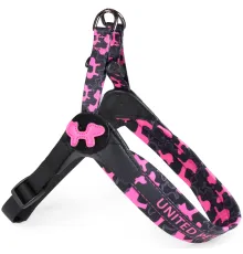 United Pets Шлейка Complete me Identity, черная с розовым, 1,5 x 34-42 см