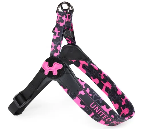 United Pets Шлейка Complete me Identity, черная с розовым, 1,5 x 34-42 см
