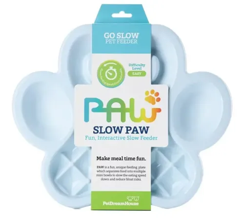 PetDreamHouse Миска для медленного кормления PAW Slow Feeder, голубая
