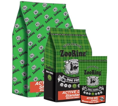 ZooRing Adult Active Dog Standart (Мясной микс), 2 кг