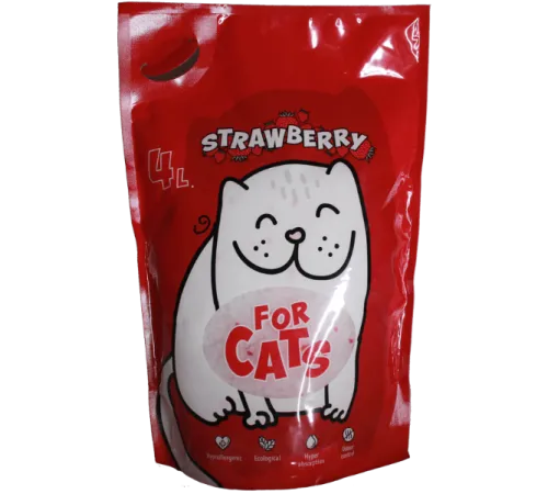 FOR CATS Наполнитель силикагелевый (клубника) 8 л