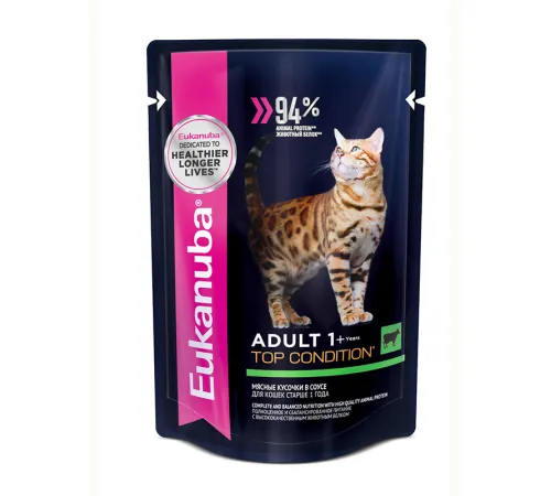 Eukanuba Adult Top Condition (Говядина в соусе), 85 г х 28 шт (уп)