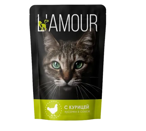 L’AMOUR для кошек с курицей в соусе, 75 г