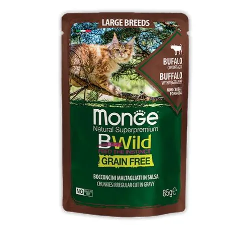 Monge Пауч BWild GF Cat Large Breed (Буйвол, овощи), 85 г