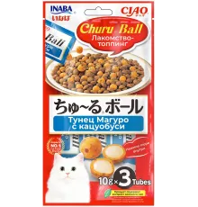 INABA CIAO Churu Ball Лакомство-топпинг Тунец Магуро с кацуобуси, 10 г х 3 шт