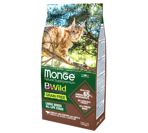 Monge Cat Bwild Grain Free Large Breed (Буйвол) 1,5 кг