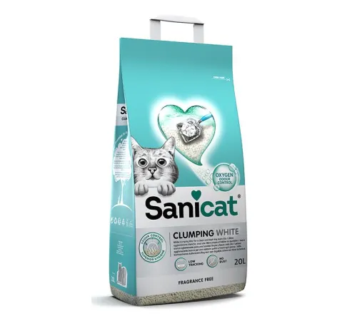 Sanicat Clumping White Unscented, 10 л
