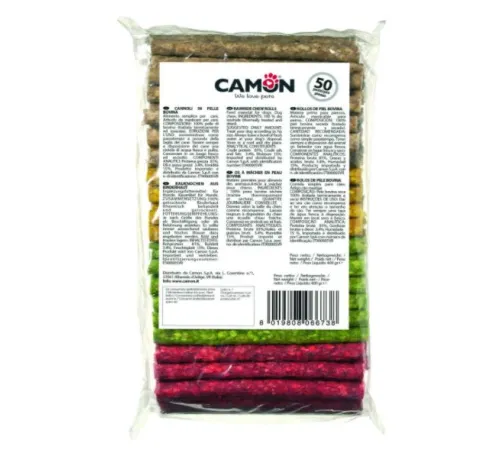 CAMON Роллы жевательные цветные из говяжьей кожи, 100 шт/уп