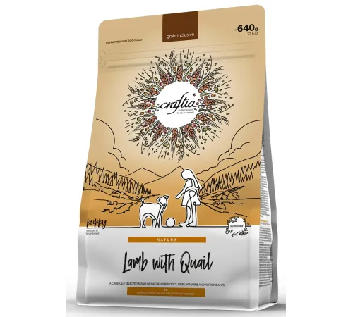 Craftia Natura Puppy Medium&Large (Ягненок, перепелка), 640 г