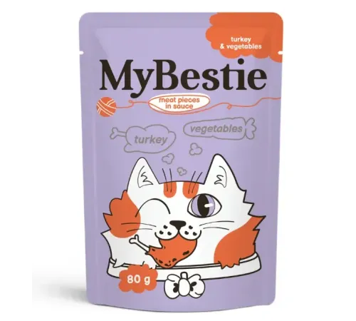 MyBestie для кошек (Индейка с овощами в соусе), 80 г