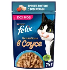 Felix Sensations для кошек (Треска с томатами в соусе), 75 г